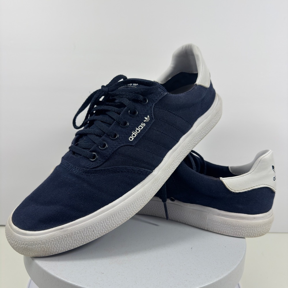 Adidas Originals 3MC Mens Navy Blue Canvas Low Top Skate Sneakers White Size 12